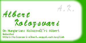 albert kolozsvari business card